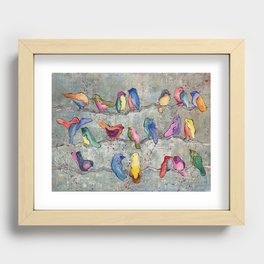 Colorful Birds Banter Recessed Framed Print