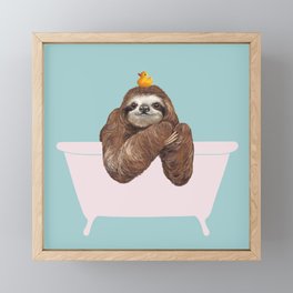 Sloth in Bathtub  Framed Mini Art Print