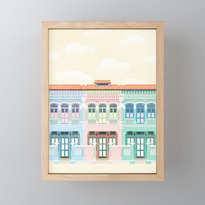 Singapore Shophouses Framed Mini Art Print