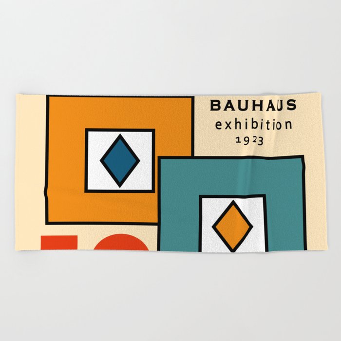 Modern Colorful Bauhaus Art Geometric Architecture Abstract Mid century Modern Retro  Beach Towel