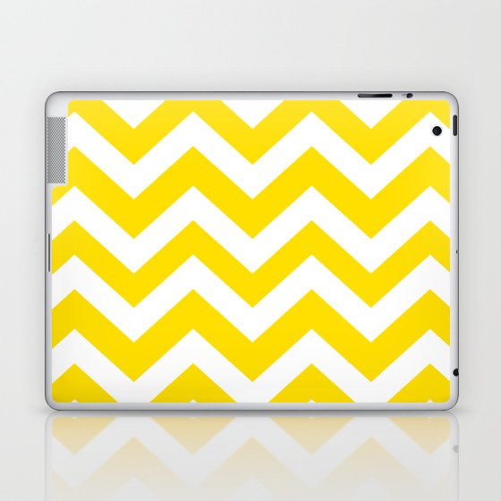 Golden yellow - yellow color -  Zigzag Chevron Pattern Laptop & iPad Skin