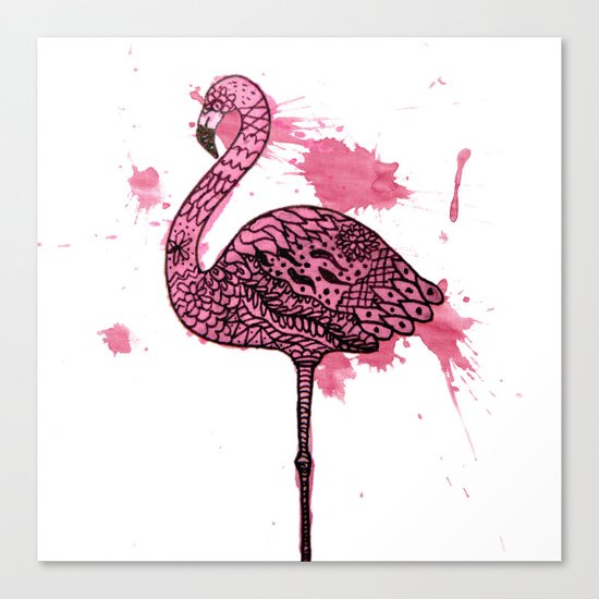 Flamingo Watercolor Print Canvas Print
