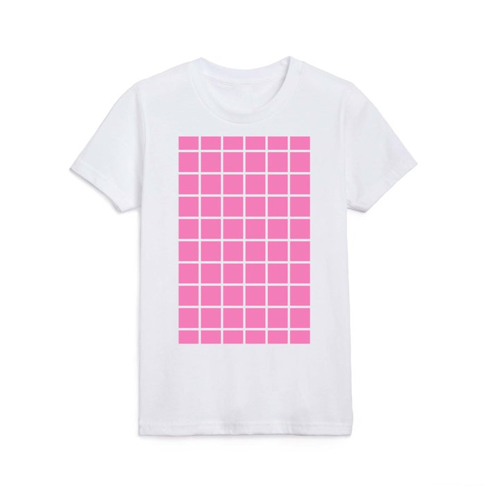 GRID DESIGN (WHITE-PINK) Kids T Shirt