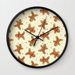 Christmas Pattern Retro Gingerbread Cookie Wall Clock