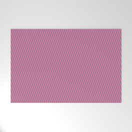 [ Thumbnail: Gray & Hot Pink Colored Stripes/Lines Pattern Welcome Mat ]