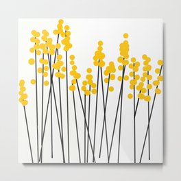 Hello Spring! Yellow/Black Retro Plants on White #decor #society6 #buyart Metal Print | Yellow, Acrylic, Symbol, Minimal, Landscape, Decor, Nature, Fresh, Pattern, Spring 