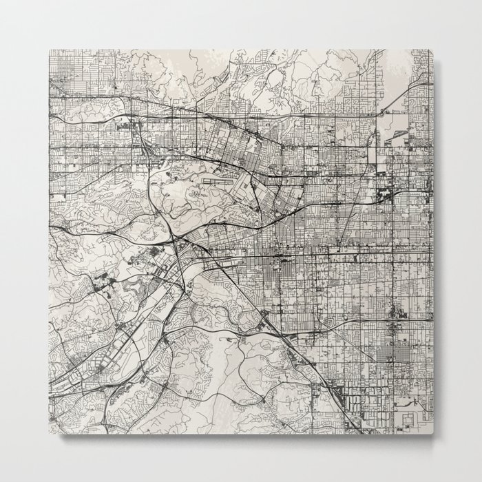 USA, Pomona City Map Metal Print