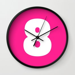 8 (White & Dark Pink Number) Wall Clock