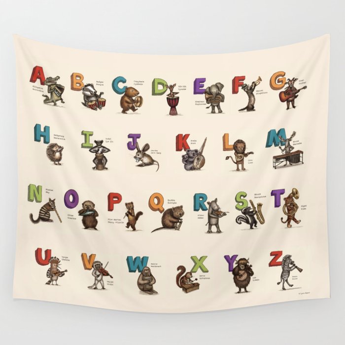 Animals & Instruments ABCs Wall Tapestry