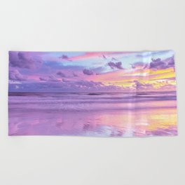 Purple Sky & Beach Beach Towel