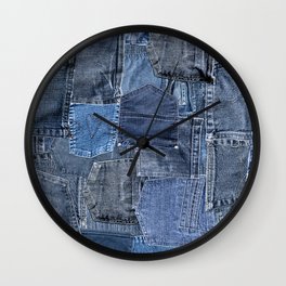 Blue Jeans Pocket Patchwork Pattern Wall Clock