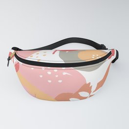 Flowers and leaves. Abstraction. White background. Fanny Pack