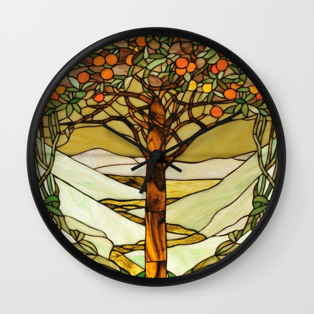 Louis Comfort Tiffany Decorative Stained Glass 6 Wall Clock By