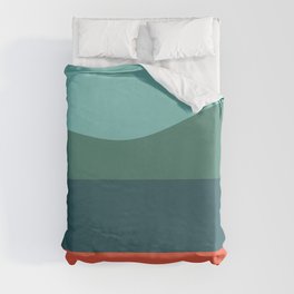 Minimalistic Wave Colorful Retro Art Pattern Design Duvet Cover