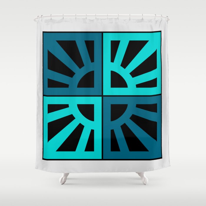 Breeze Block Eleven Blue BW Shower Curtain