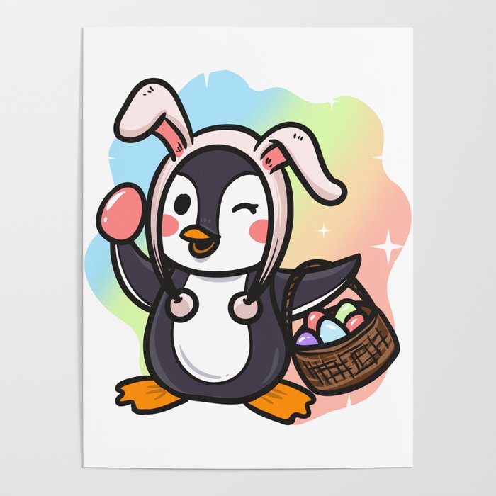 Cute Egg Easter Penguin Lover Design Poster
