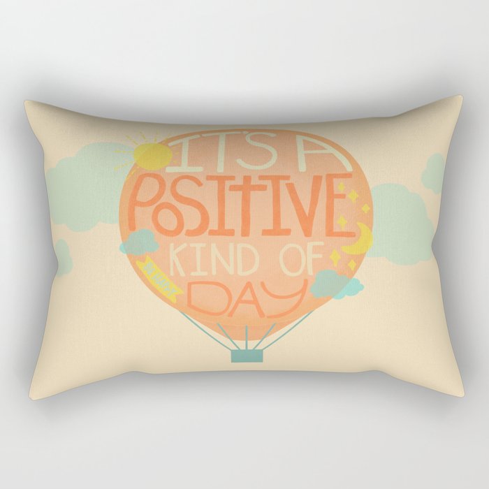 Positive Day Hot Air Balloon Digital Illustration Rectangular Pillow