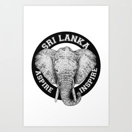 Sri Lanka Elephant Black & White (Ceylon Elephant) Art Print