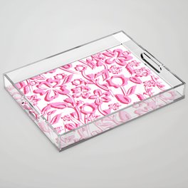 Arol - Floral Minimalsitic Colorful Flower Art Design Pattern in Pink Acrylic Tray