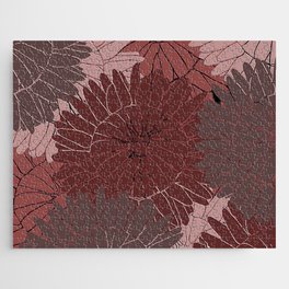 Flower Medley - maroon rose gray pink Jigsaw Puzzle