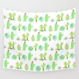 Watercolor Cactus Print Wall Tapestry