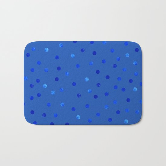 Unique Blue Polka Dots Pattern Bath Mat