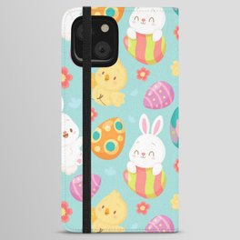 Happy Easter Rabbit And Chicken Collection iPhone Wallet Case