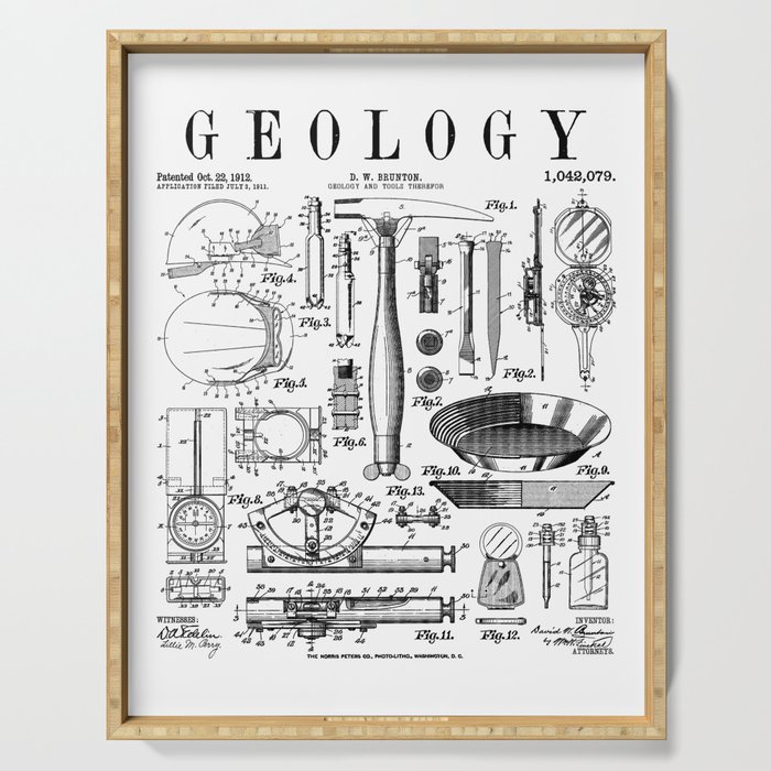 Geology Geologist Field Kit Tools Vintage Patent Print Serving Tray