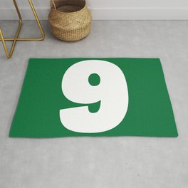 9 (White & Olive Number) Area & Throw Rug