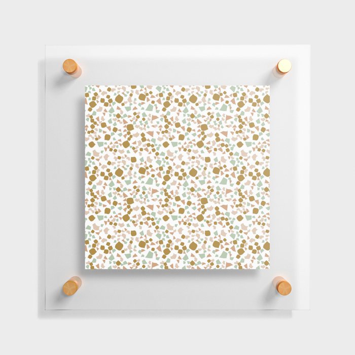 Terrazzo pattern white and Gold Floating Acrylic Print
