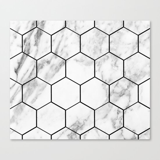 Marble hexagonal tiles - geometric beehive Canvas Print