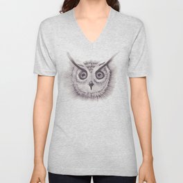 Charcoal Owl V Neck T Shirt