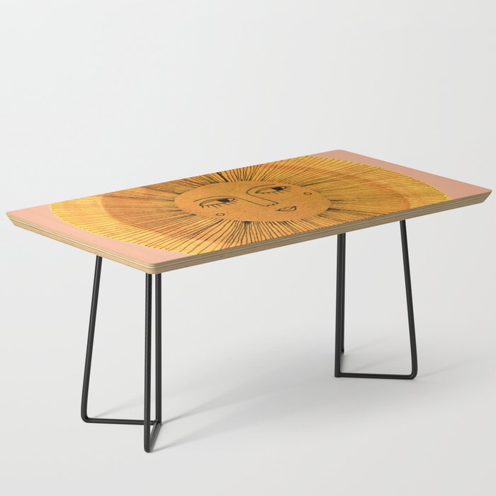 Sun Drawing Gold and Pink Coffee Table