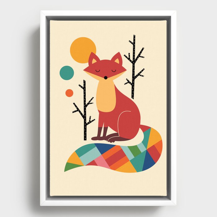 Rainbow Fox Framed Canvas