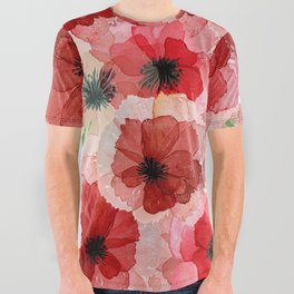 Pressed Poppy Blossom Pattern All Over Graphic Tee