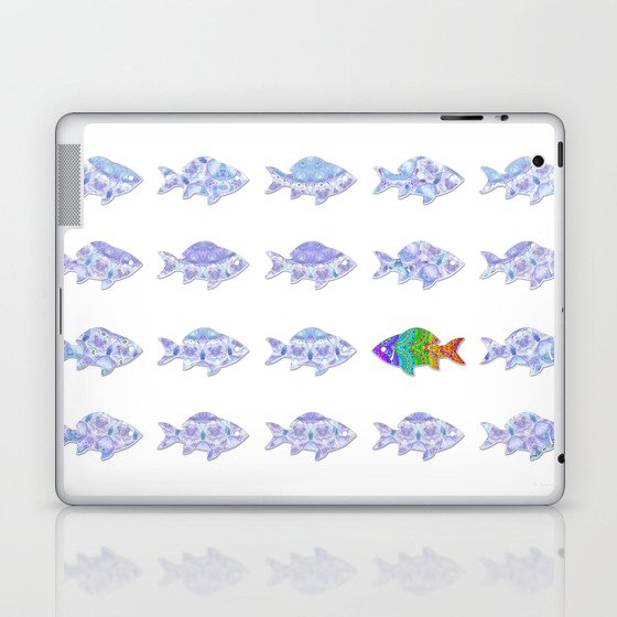 Rainbow Tropical Fish Art - Just Be Yourself Laptop & iPad Skin