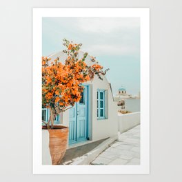 Greece Airbnb, Greece Photography Travel Digital Art, Scenic Landscape Architecture, White Building Art Print