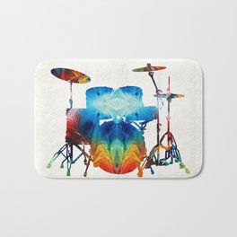 Drum Set Art - Color Fusion Drums - By Sharon Cummings Bath Mat | Rockandroll, Drummer, Painting, Studio, Cool, Musician, Drums, Gift, Drum, Musicalinstruments 
