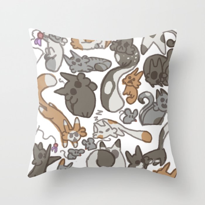 Cats, Cats, and More Cats Throw Pillow