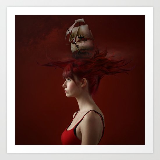 Sailing - Red Art Print