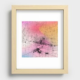 McAllen, USA. Colorful City Map  Recessed Framed Print