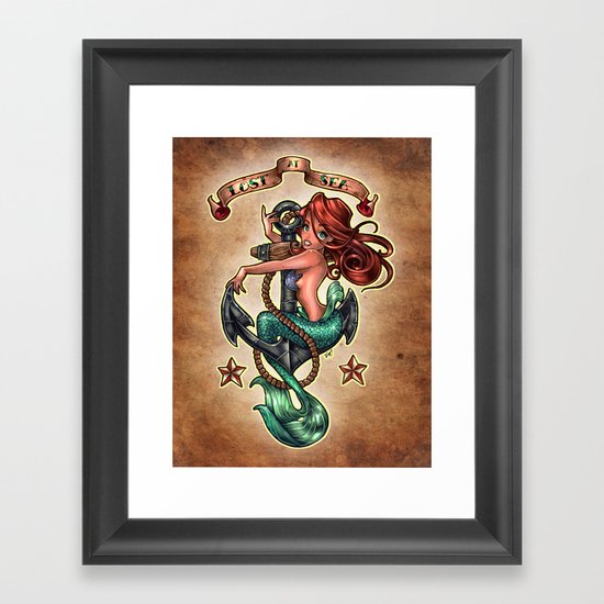 LOST AT SEA Framed Art Print