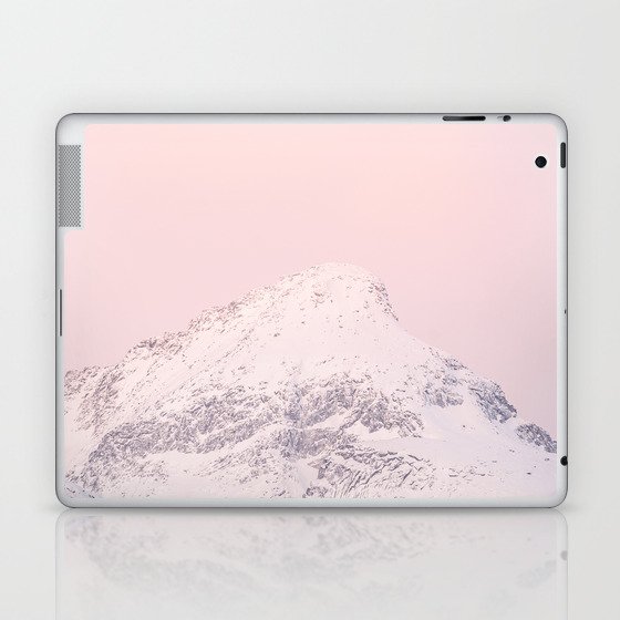 Mountain Top in Norway Photo | Pastel Color Sky in the Kaldfjord Art Print | Winter Travel Photography Laptop & iPad Skin