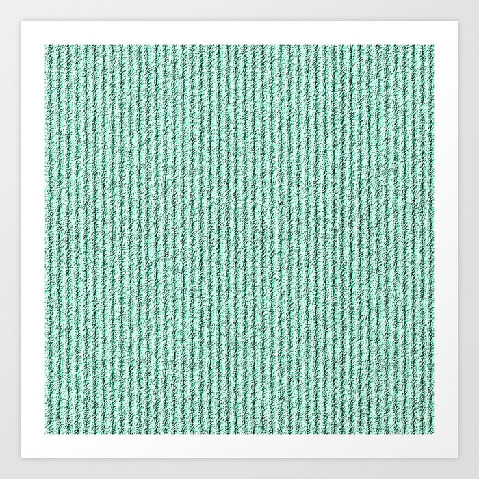 Rough Corduroy Stripes in Narrow Green Stripes Art Print