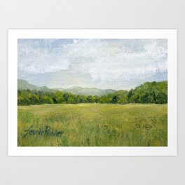 Vermont Landscape Mountain Fields Trees Pastures Oil Painting Art Print