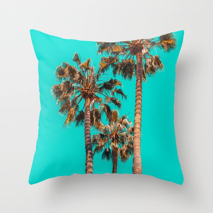 Palm Spring Trees, Breezy Palm, California Laguna Beach, Sunny California Palm Tree Leaves Throw Pillow