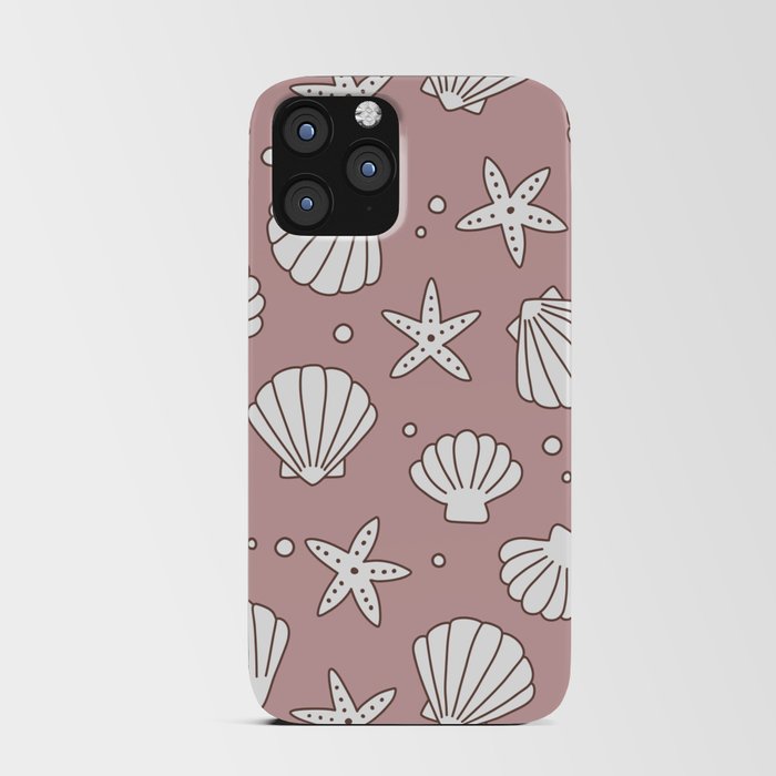 Seashell Pattern (white/dusty rose) iPhone Card Case
