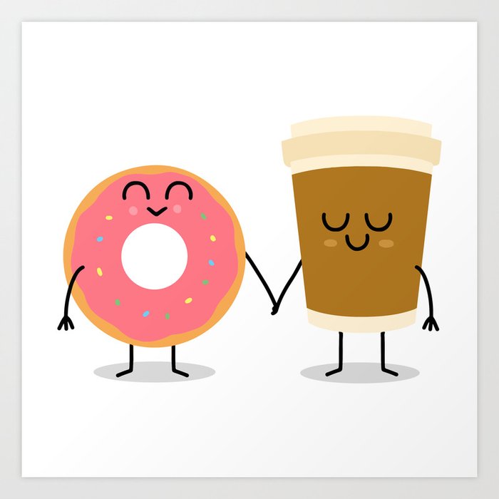 Coffee and donuts Art Print | Drawing, Digital, Coffee-and-donuts, Art, Coffe