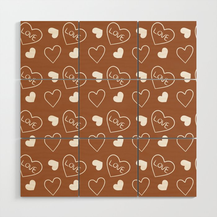 Valentines Day White Hand Drawn Hearts Wood Wall Art