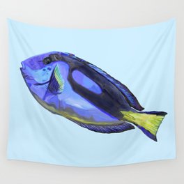 Blue Tang Watercolor Fish  Wall Tapestry